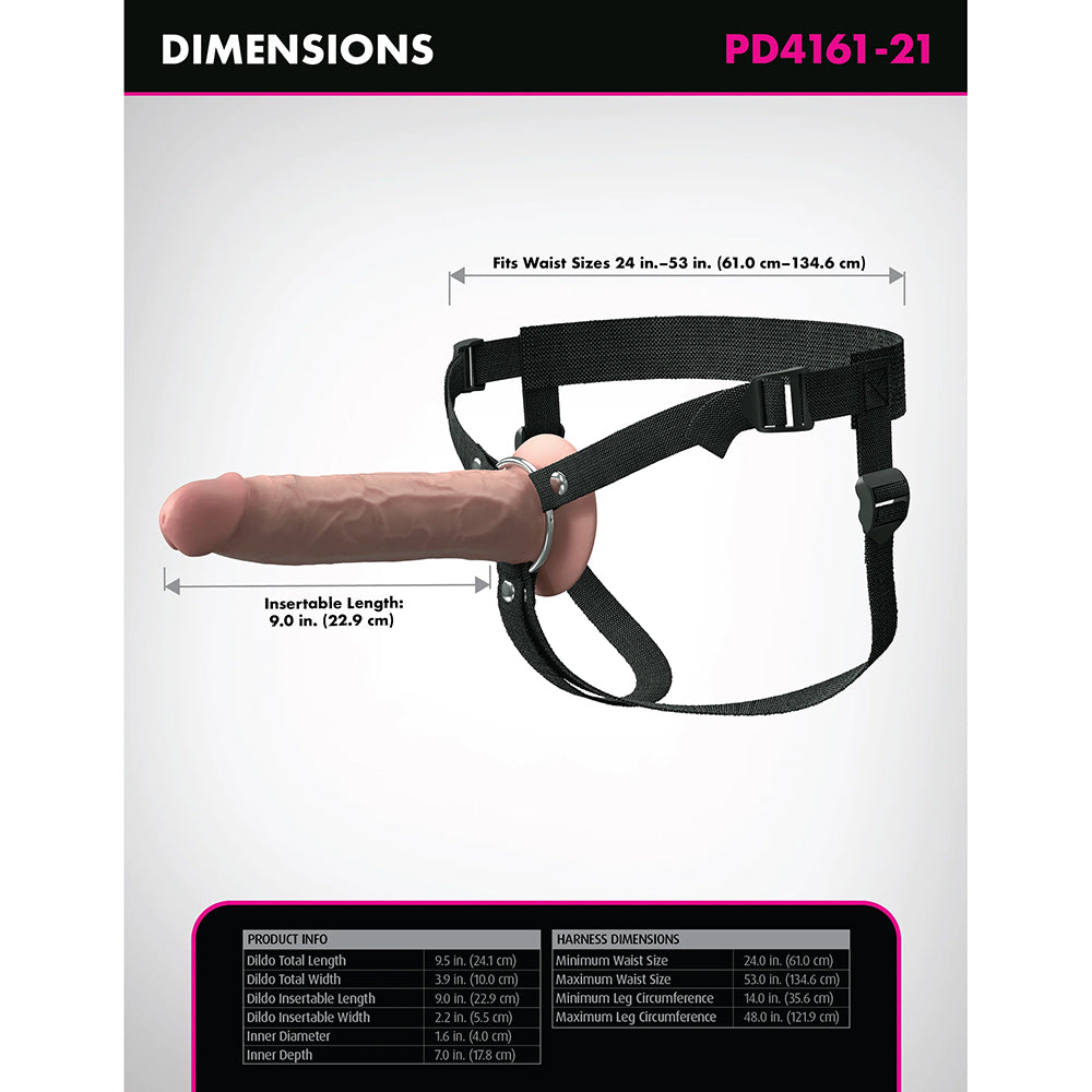 Fantasy X-Tensions Elite Hollow Strap On Dual Density Light 9"