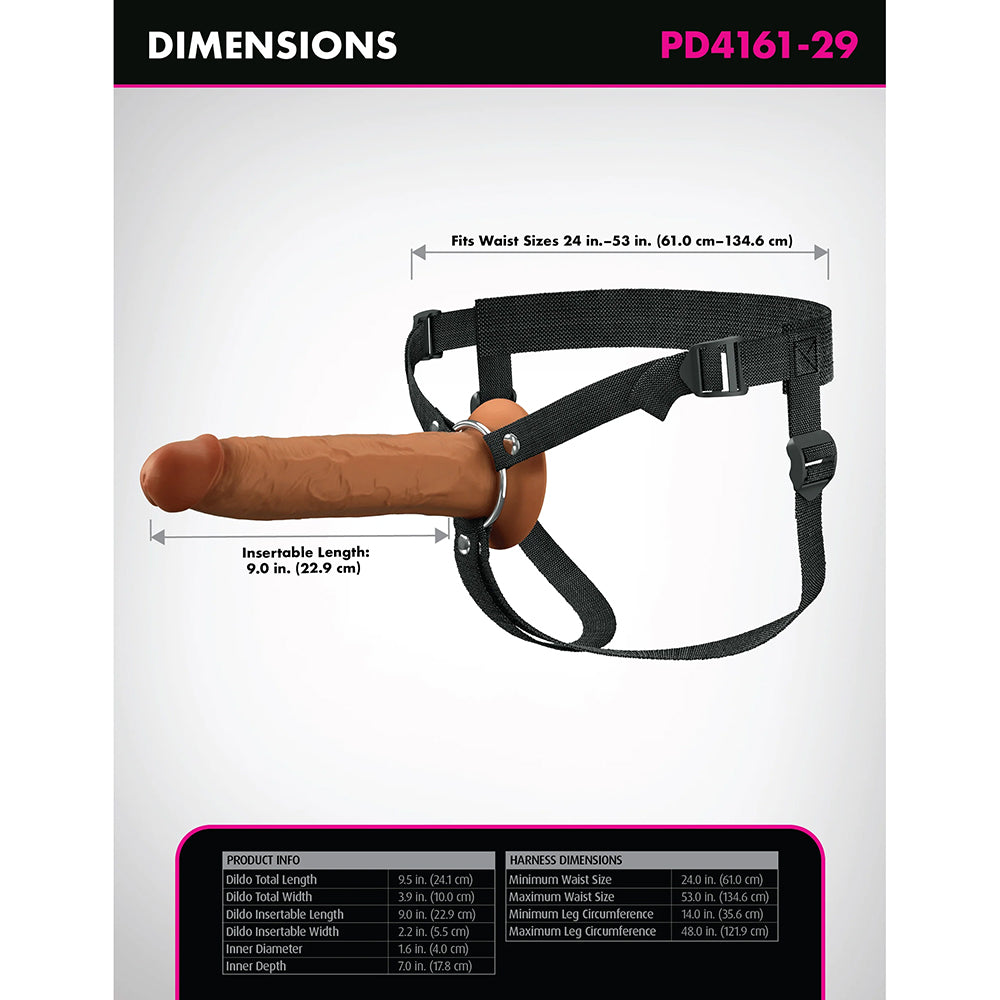 Fantasy X-Tensions Elite Hollow Strap On Dual Density Brown 9"