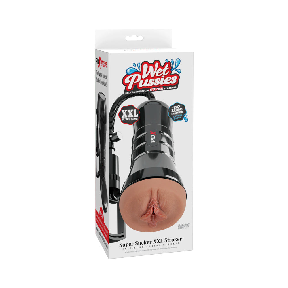 PDX Extreme Wet Pussies Super Sucker XXL Stroker - Brown