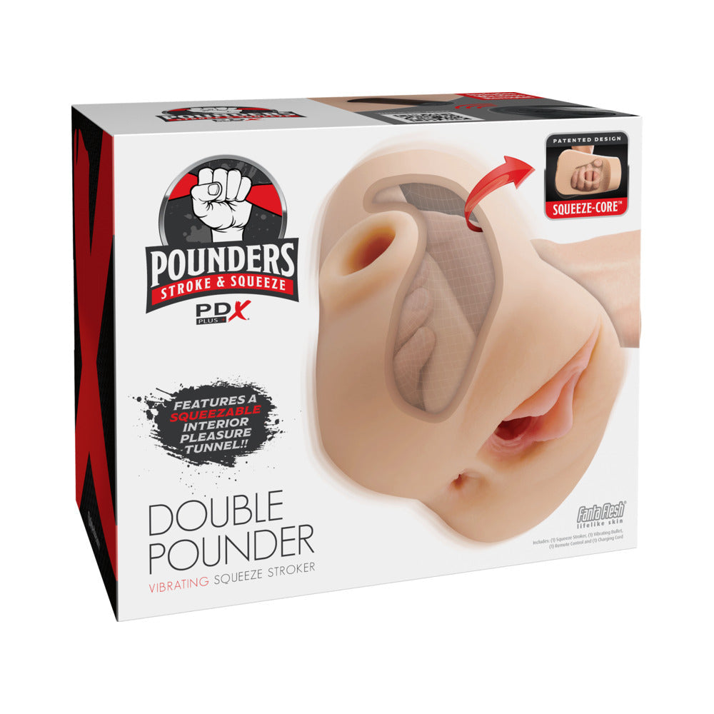 PDX Plus Double Pounder Vibrating Squeeze Stroker-Light
