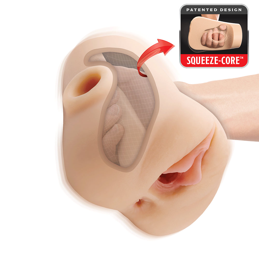 PDX Plus Double Pounder Vibrating Squeeze Stroker-Light