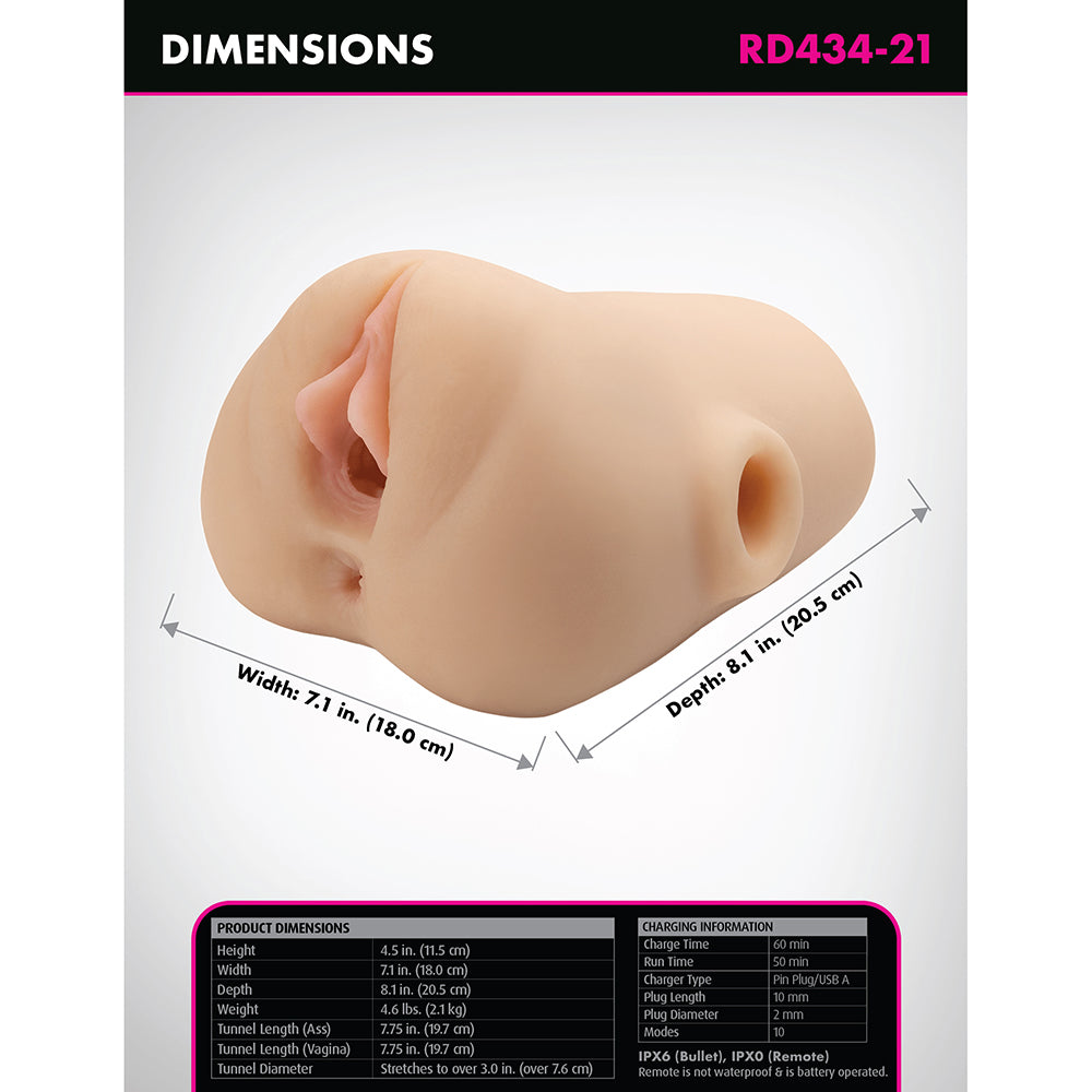 PDX Plus Double Pounder Vibrating Squeeze Stroker-Light