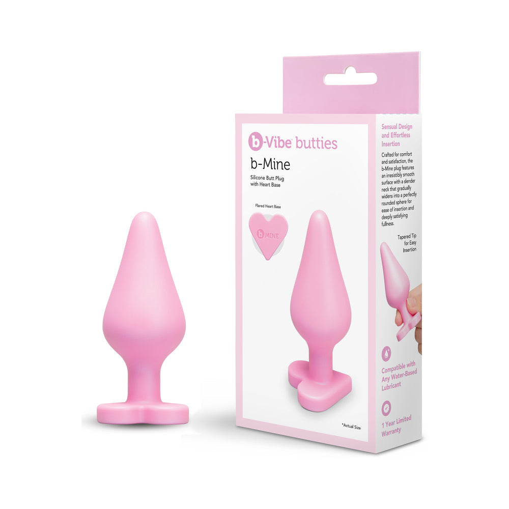 B-Mine Butties - Silicone Butt Plug with Heart Base - Pink