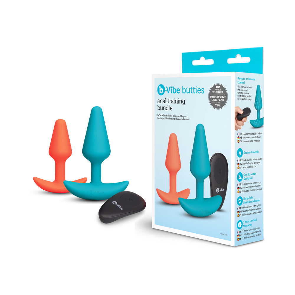 Anal Training Bundle 2-Piece Set Includes Beginner Plug & Rechargeable Vibrating Plug w/Remote