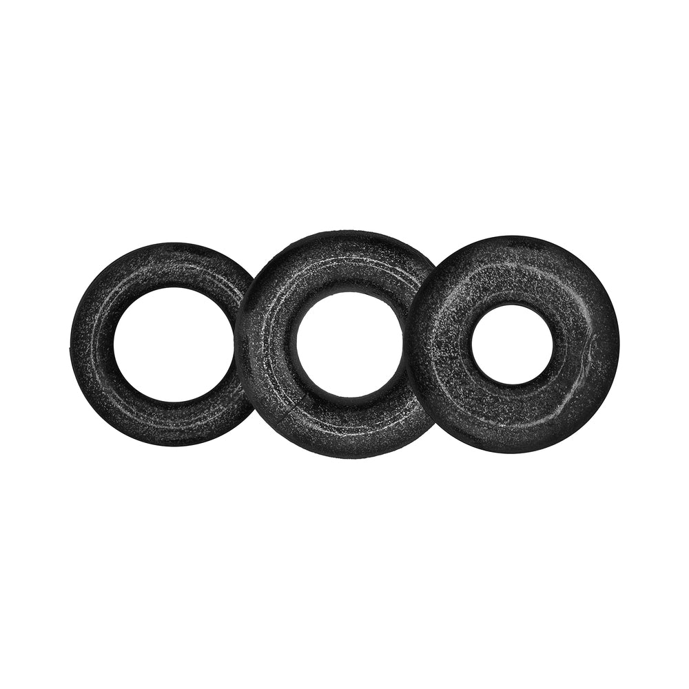 Oxballs Cockpack Multi Design 3 Pack Cockrings - Black Mica