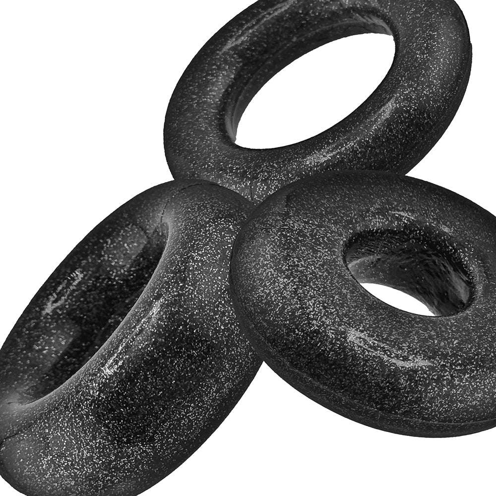 Oxballs Cockpack Multi Design 3 Pack Cockrings - Black Mica
