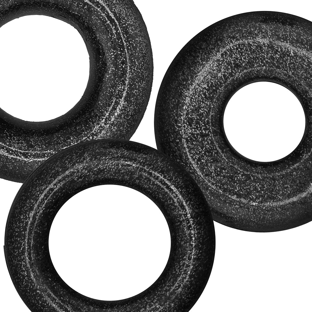 Oxballs Cockpack Multi Design 3 Pack Cockrings - Black Mica