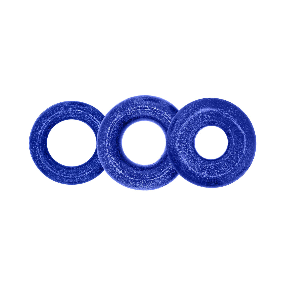 Oxballs Cockpack Multi Design 3 Pack Cockrings - Blue Fire