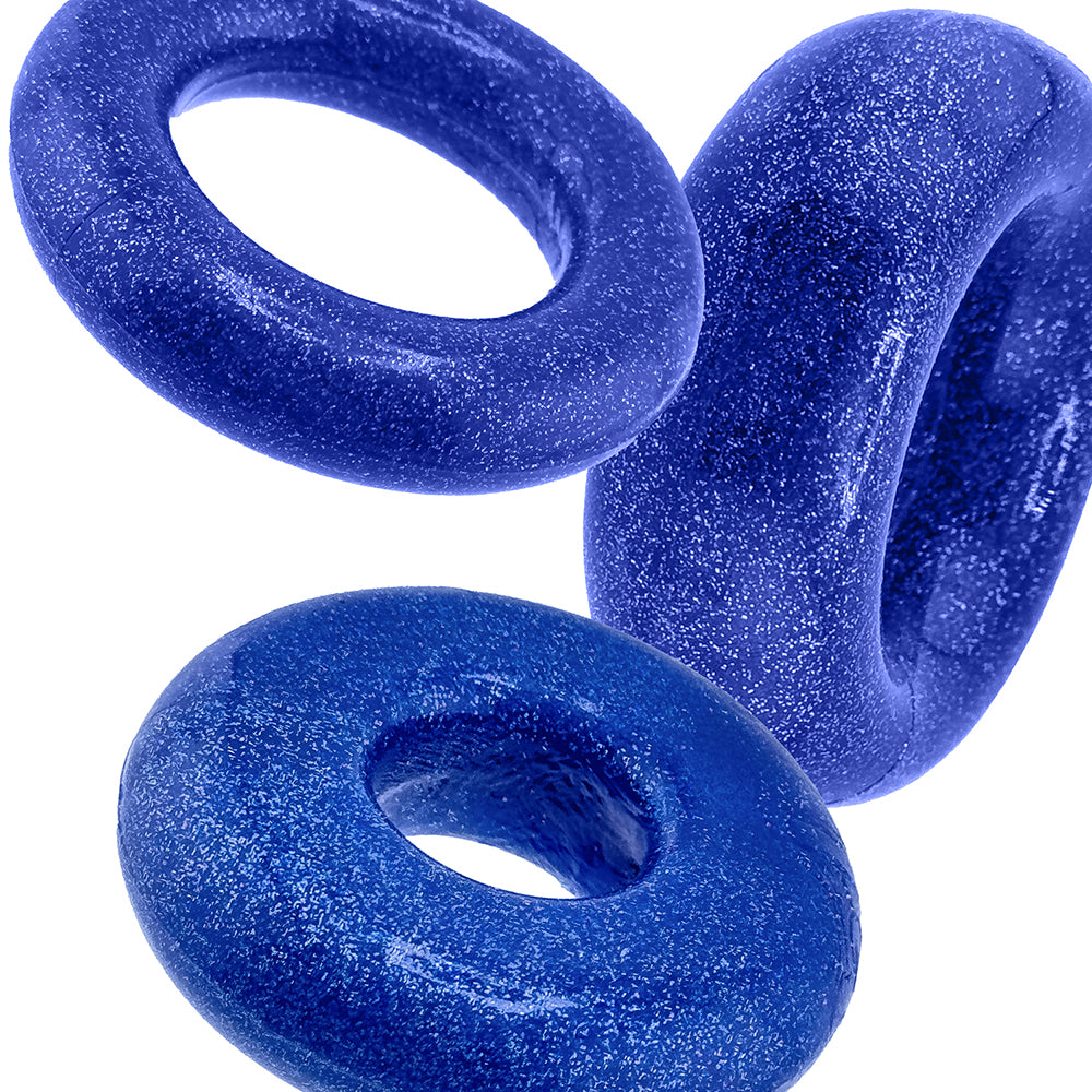 Oxballs Cockpack Multi Design 3 Pack Cockrings - Blue Fire