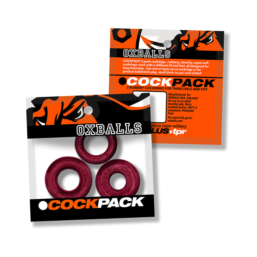 Oxballs Cockpack Multi Design 3 Pack Cockrings - Cherry Lips