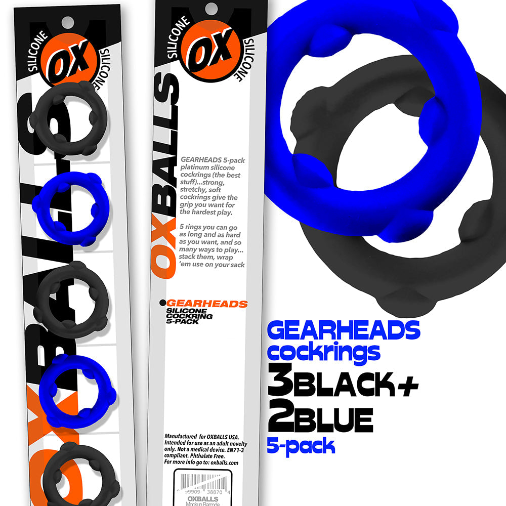 Oxballs Gearheads 5 Pack Spinner Rings - Blue/Black