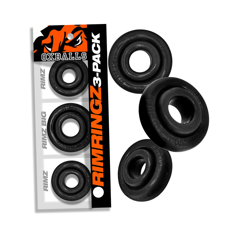 Oxballs Rimringz Multi Size 3 Pack of Cock Rings - Black
