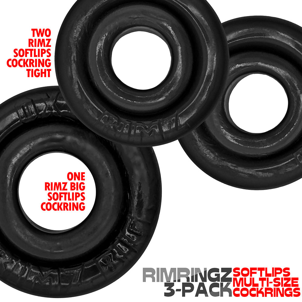 Oxballs Rimringz Multi Size 3 Pack of Cock Rings - Black