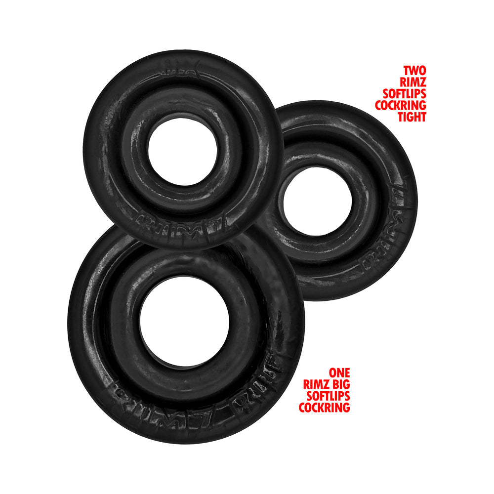Oxballs Rimringz Multi Size 3 Pack of Cock Rings - Black