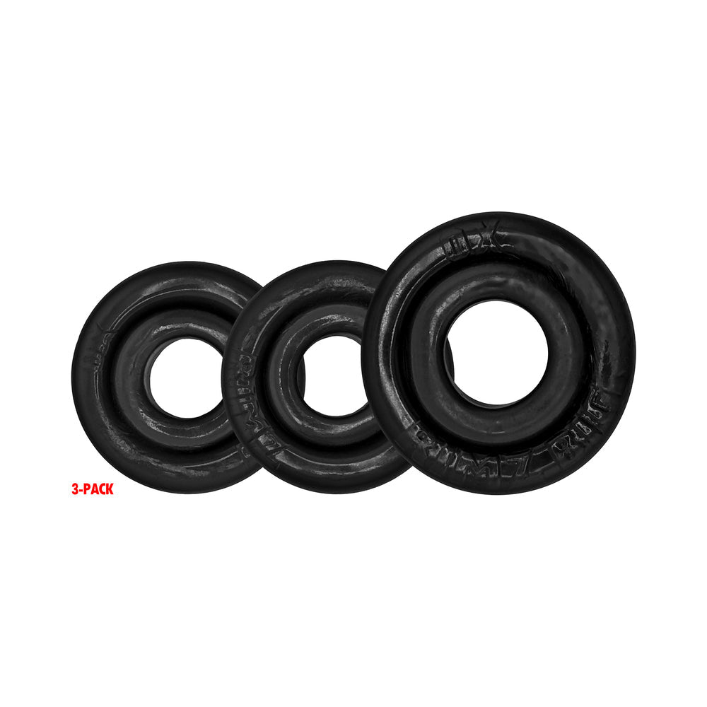 Oxballs Rimringz Multi Size 3 Pack of Cock Rings - Black
