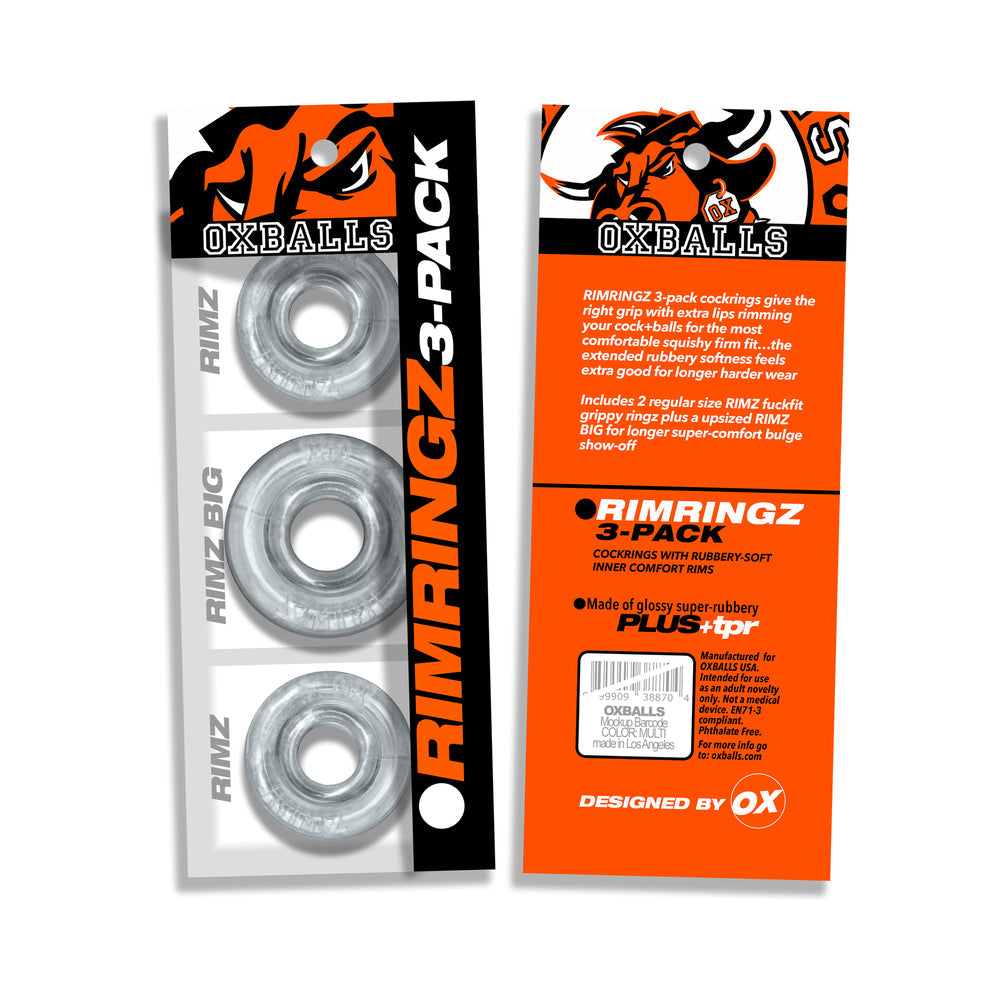 Oxballs Rimringz Multi Size 3 Pack of Cock Rings - Clear