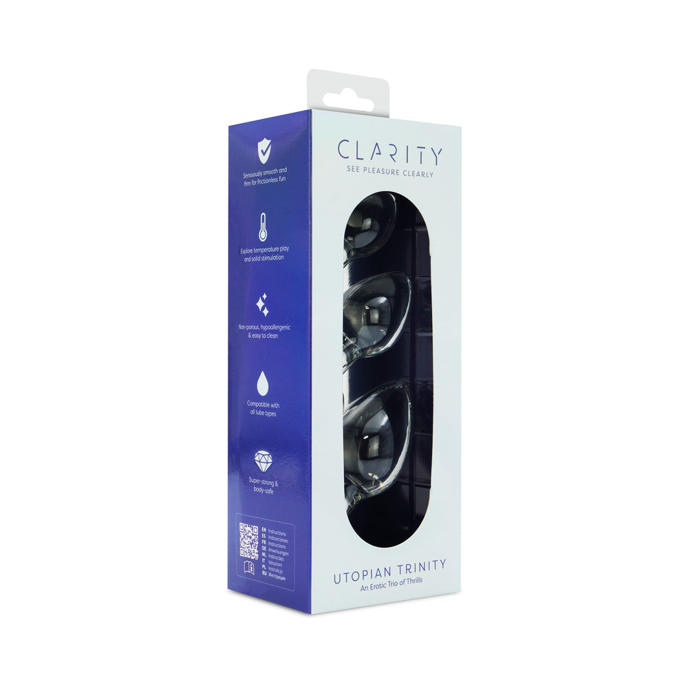 Clarity Glass Dildo 3 Piece Kit - Utopian Trinity