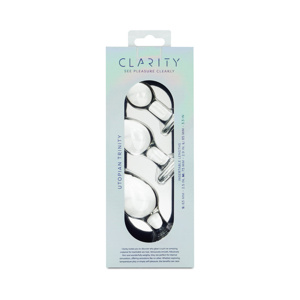 Clarity Glass Dildo 3 Piece Kit - Utopian Trinity