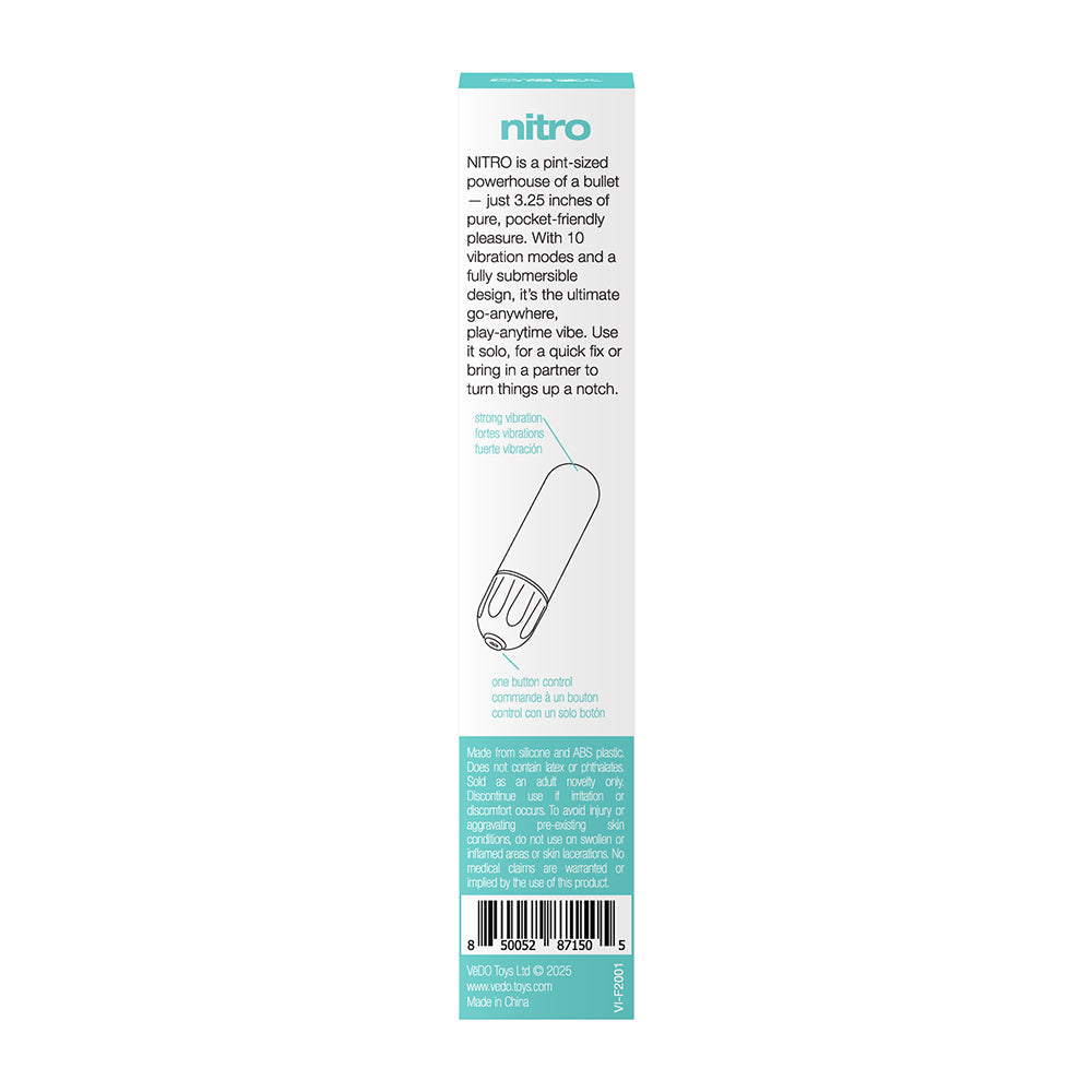 VeDO Nitro Rechargeable Bullet Vibe - Turquoise