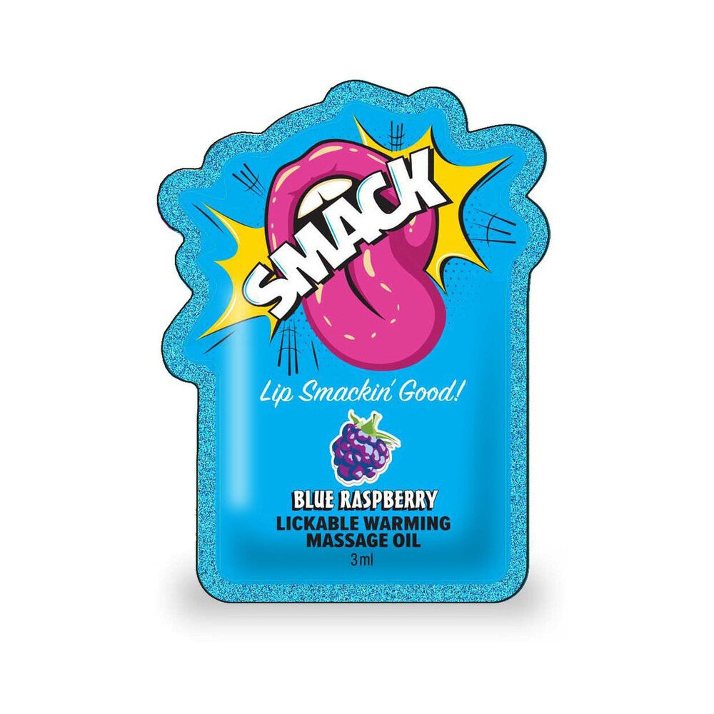 Smack Lickable Warming Massage Oil - Blue Raspberry 3 ml pouch