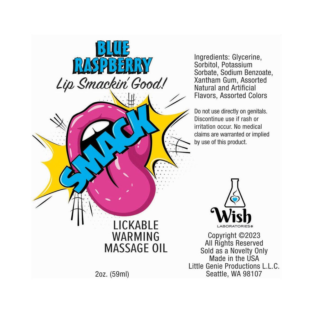 Smack Lickable Warming Massage Oil - Blue Raspberry 3 ml pouch