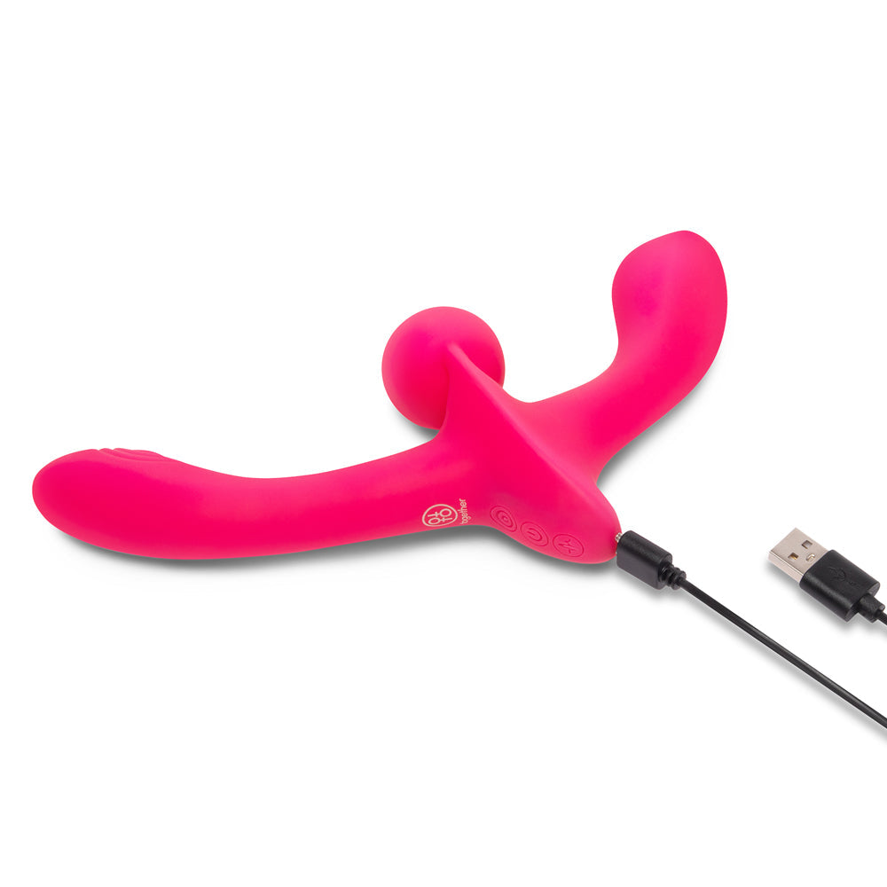Together Double Tap Double-Ended Vibrating Strapless Strap-On