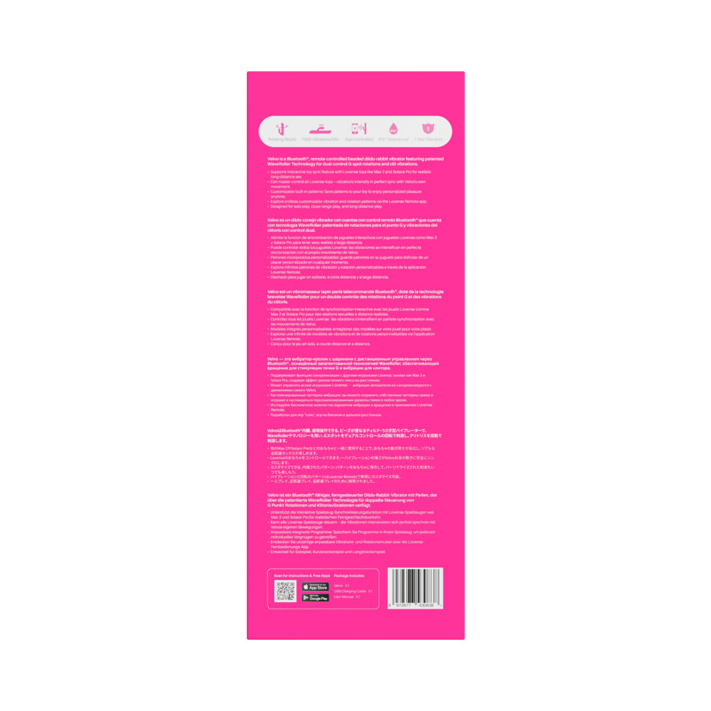 Lovense Velvo G-Spot & Clit Rabbit Vibrator - Pink