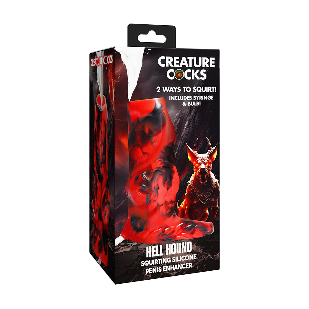 Creature Cocks Hell Hound Squirting Silicone Penis Enhancer-Red