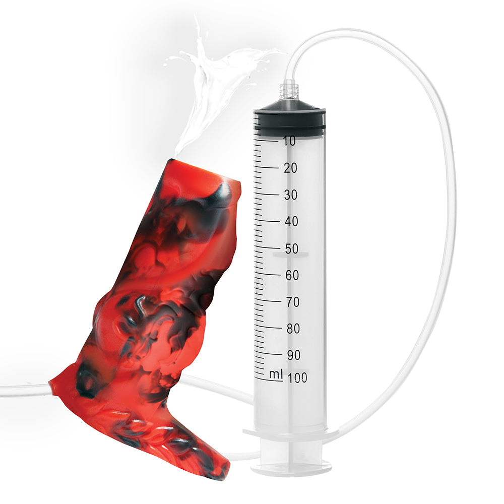 Creature Cocks Hell Hound Squirting Silicone Penis Enhancer-Red