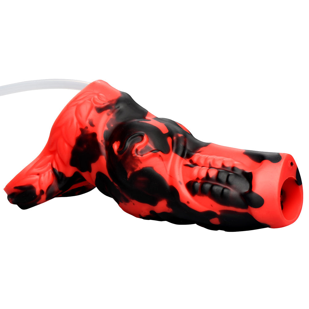 Creature Cocks Hell Hound Squirting Silicone Penis Enhancer-Red