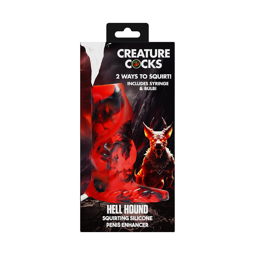 Creature Cocks Hell Hound Squirting Silicone Penis Enhancer-Red