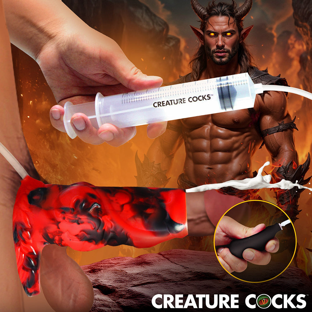 Creature Cocks Hell Hound Squirting Silicone Penis Enhancer-Red