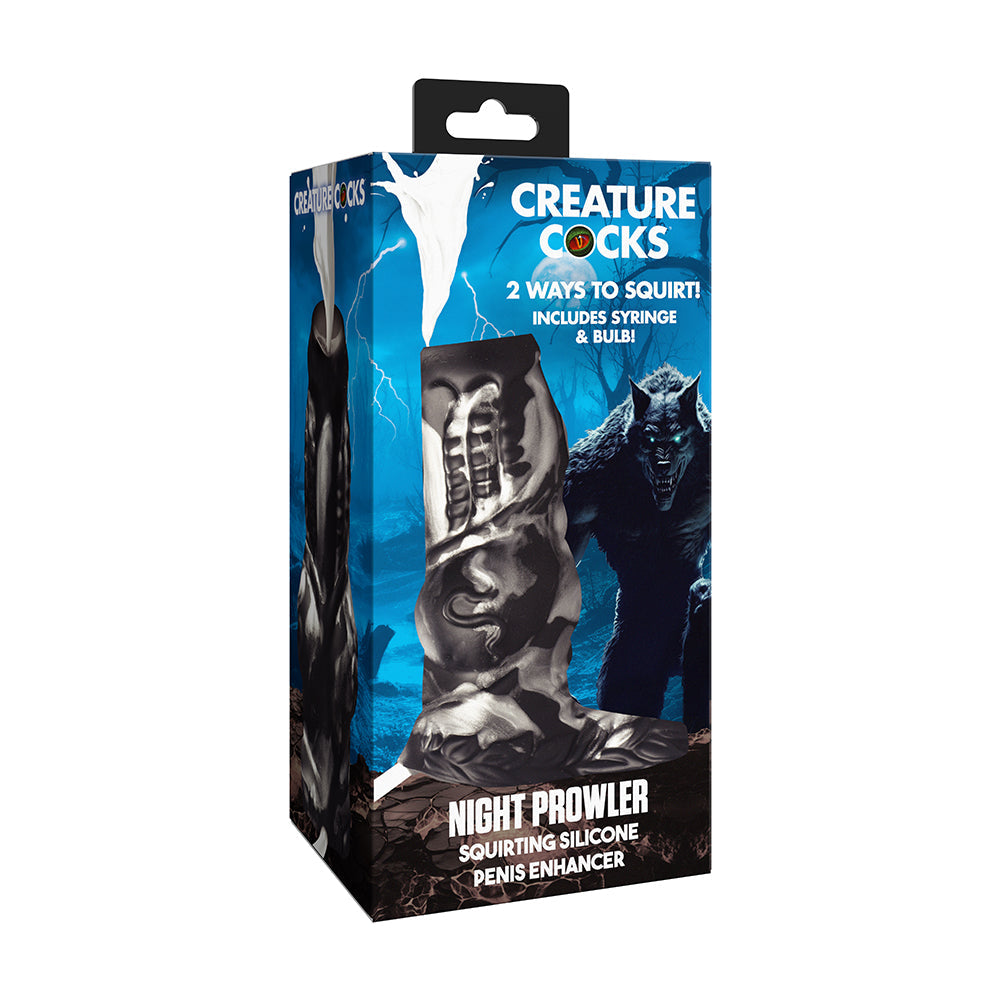 Creature Cocks Night Prowler Squirting Silicone Penis Enhancer-Silver