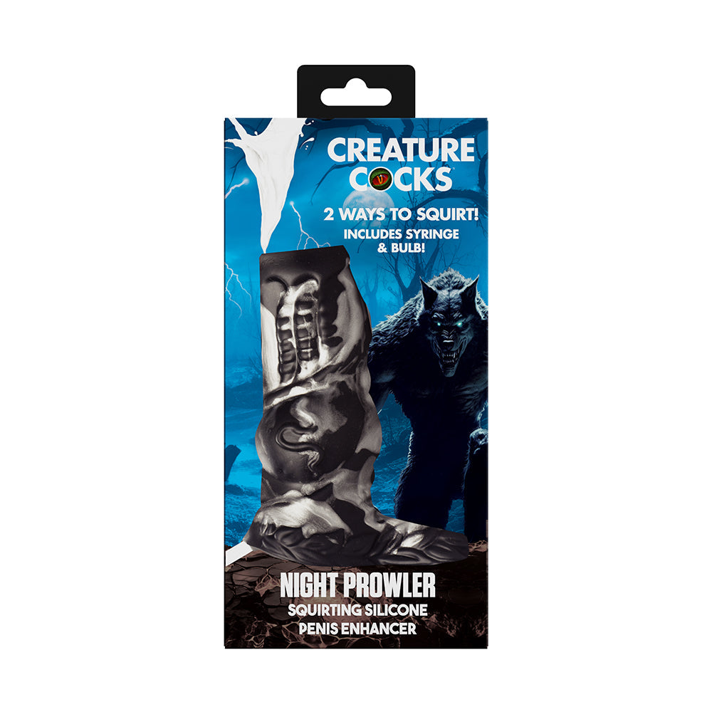 Creature Cocks Night Prowler Squirting Silicone Penis Enhancer-Silver
