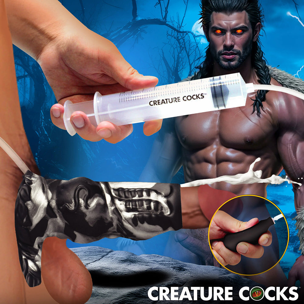Creature Cocks Night Prowler Squirting Silicone Penis Enhancer-Silver