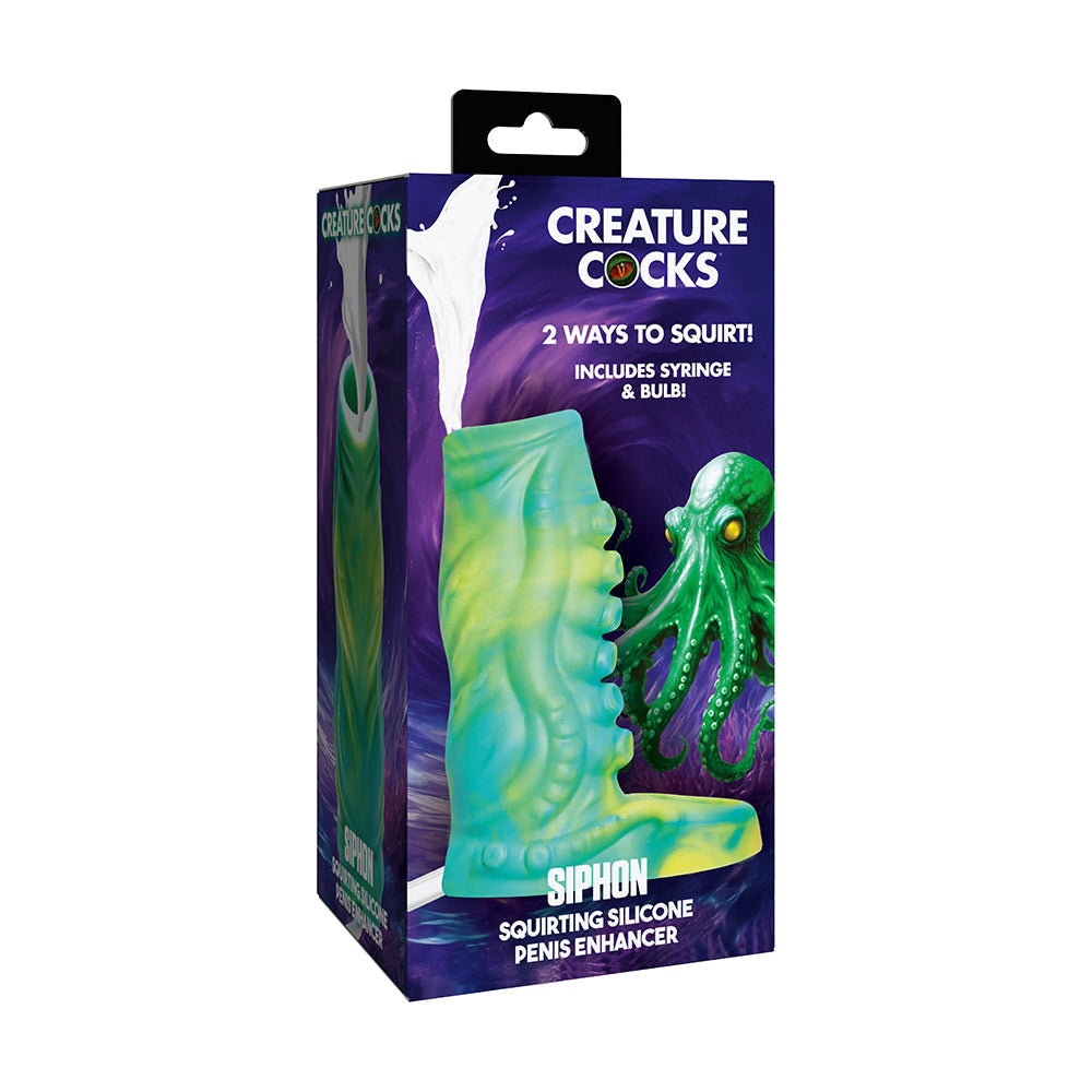 Creature Cocks Siphon Squirting Silicone Penis Enhancer-Green