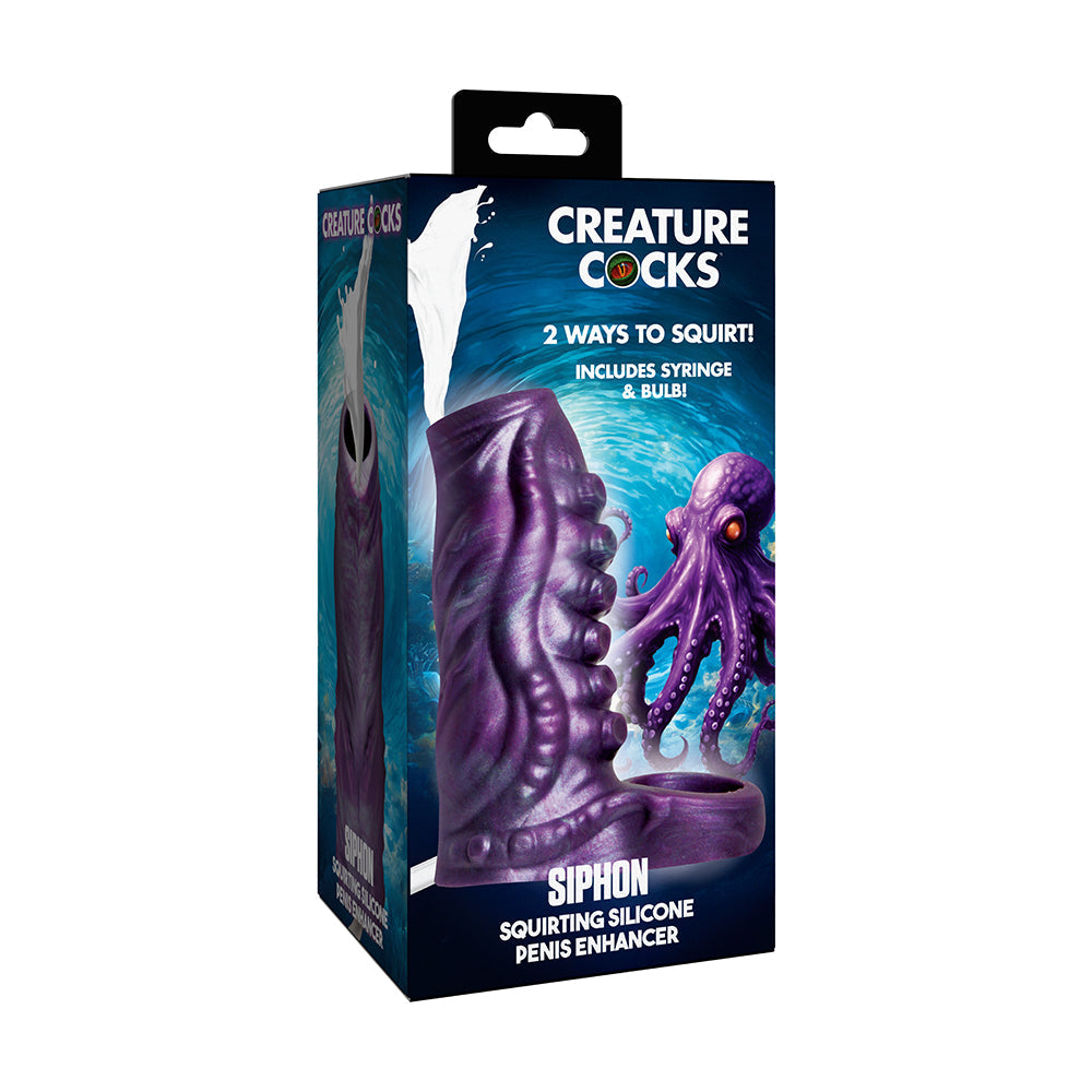 Creature Cocks Siphon Squirting Silicone Penis Enhancer-Purple