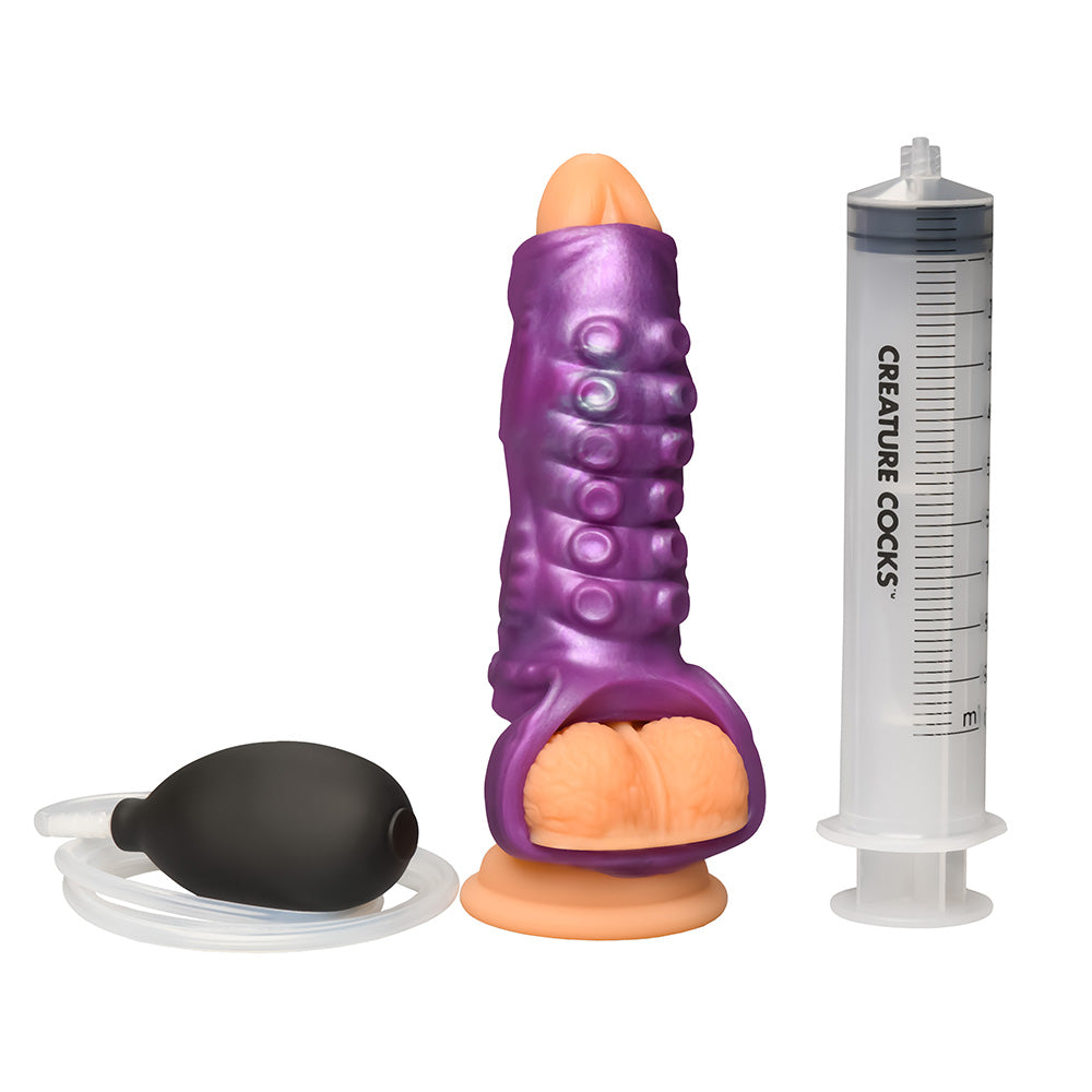 Creature Cocks Siphon Squirting Silicone Penis Enhancer-Purple