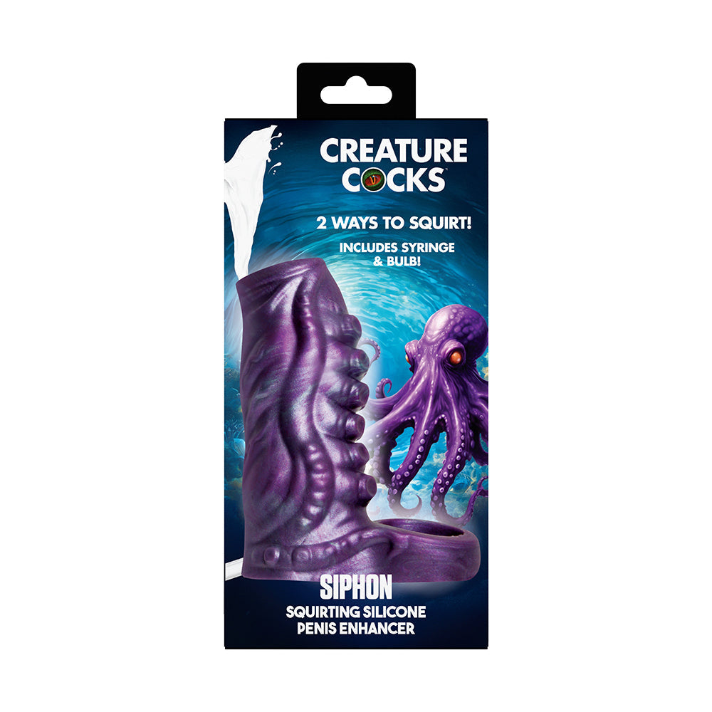 Creature Cocks Siphon Squirting Silicone Penis Enhancer-Purple