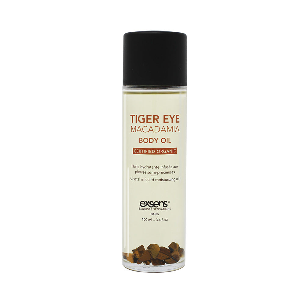 Exsens Organic Crystal Infused Body Oil-Tiger Eye Macadamia 3.4oz