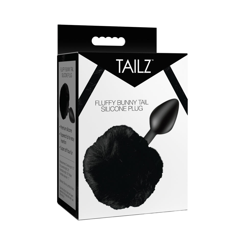 Tailz Fluffy Bunny Tail Silicone Plug - Black