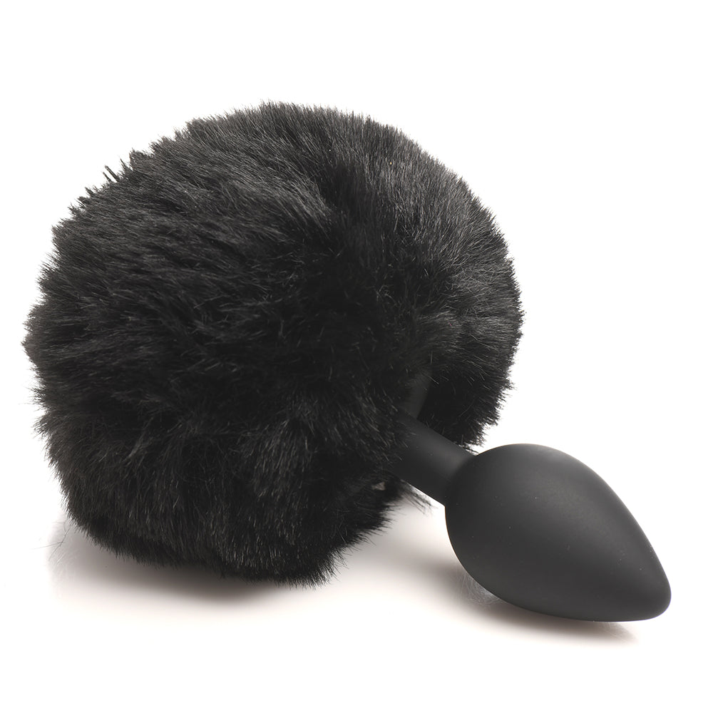 Tailz Fluffy Bunny Tail Silicone Plug - Black