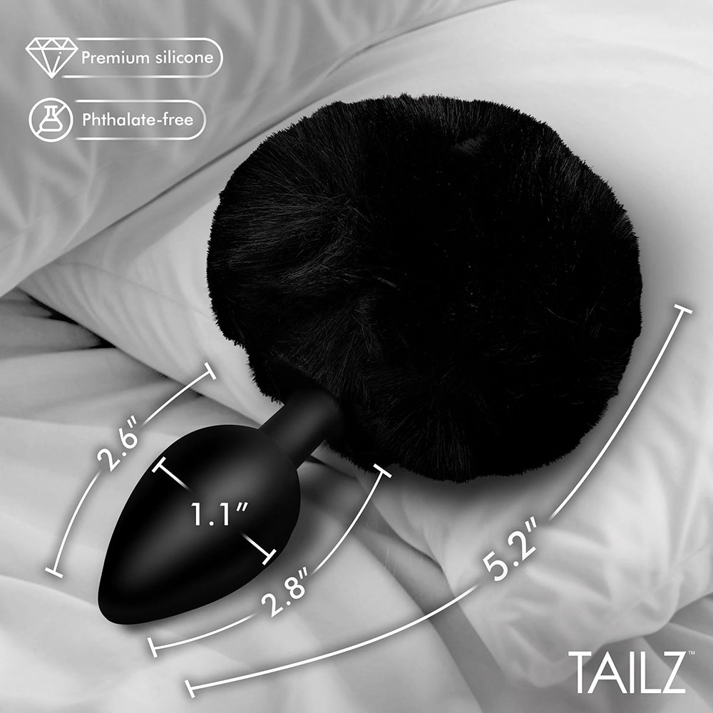 Tailz Fluffy Bunny Tail Silicone Plug - Black
