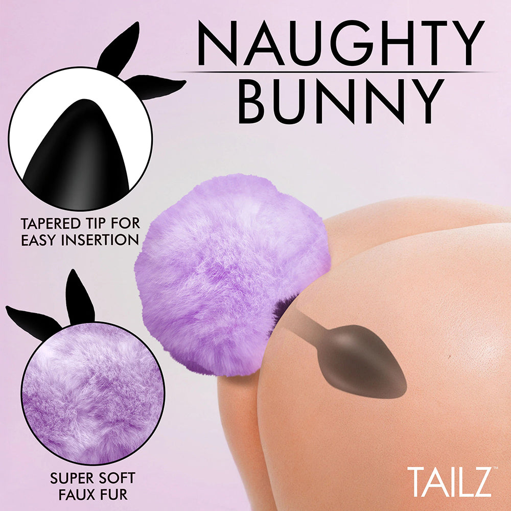 Tailz Fluffy Bunny Tail Silicone Plug - Purple