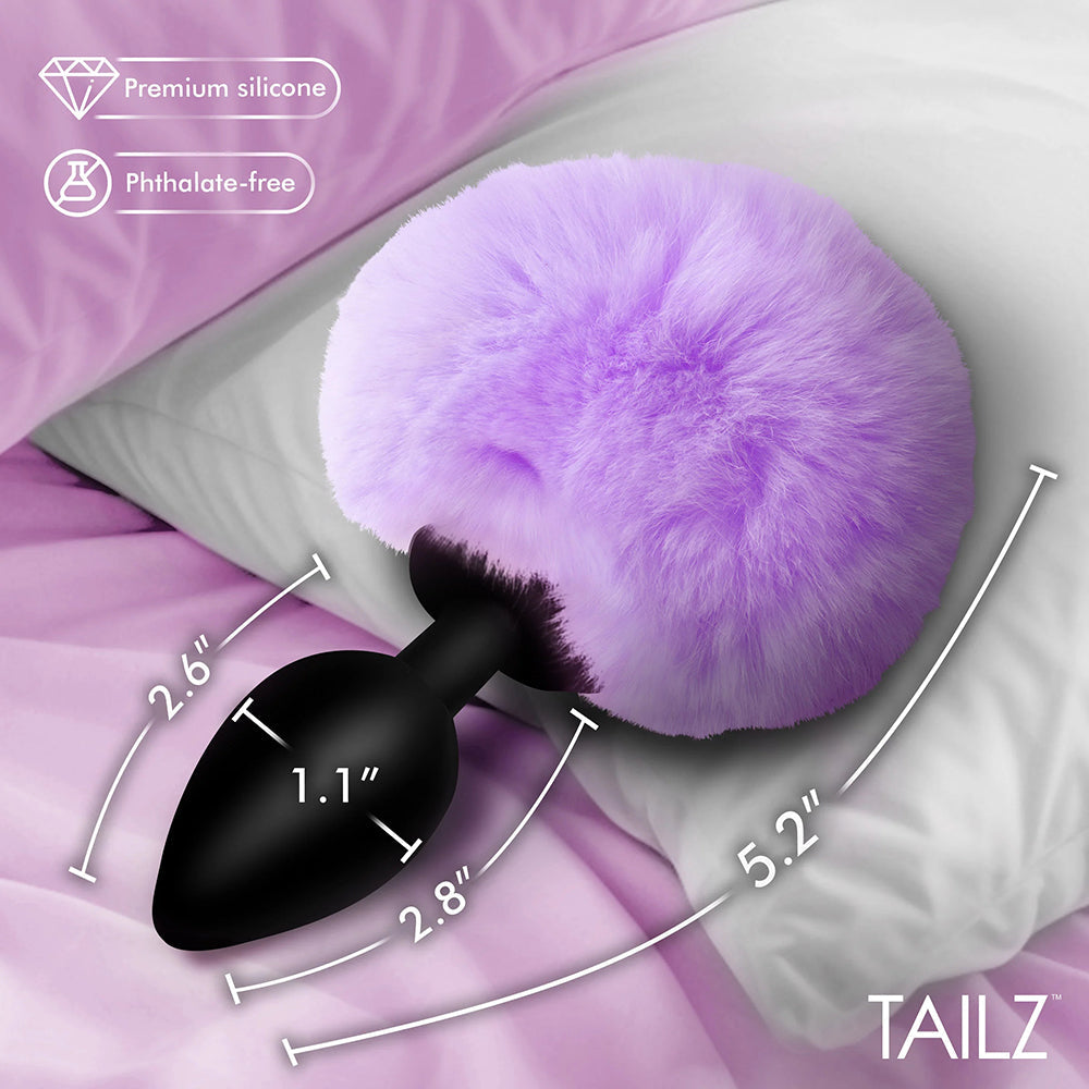 Tailz Fluffy Bunny Tail Silicone Plug - Purple