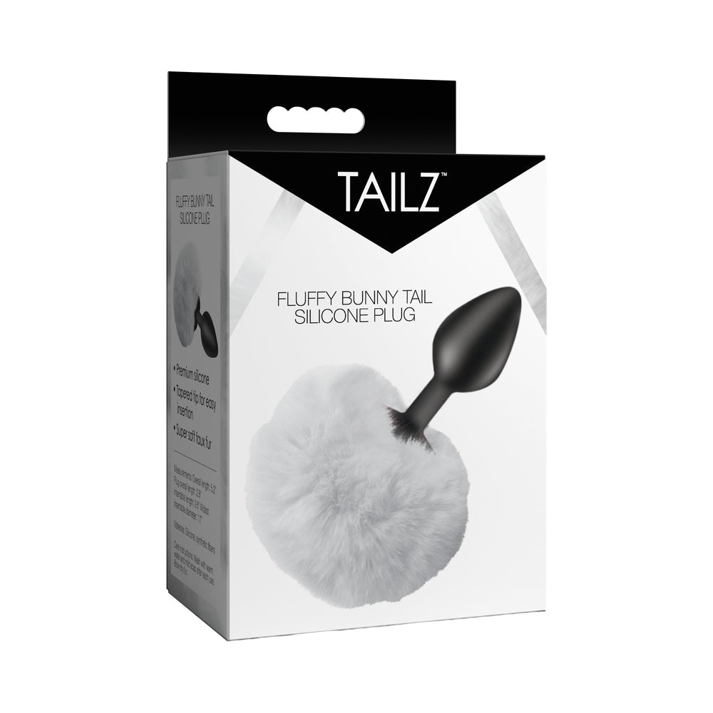 Tailz Fluffy Bunny Tail Silicone Plug - White