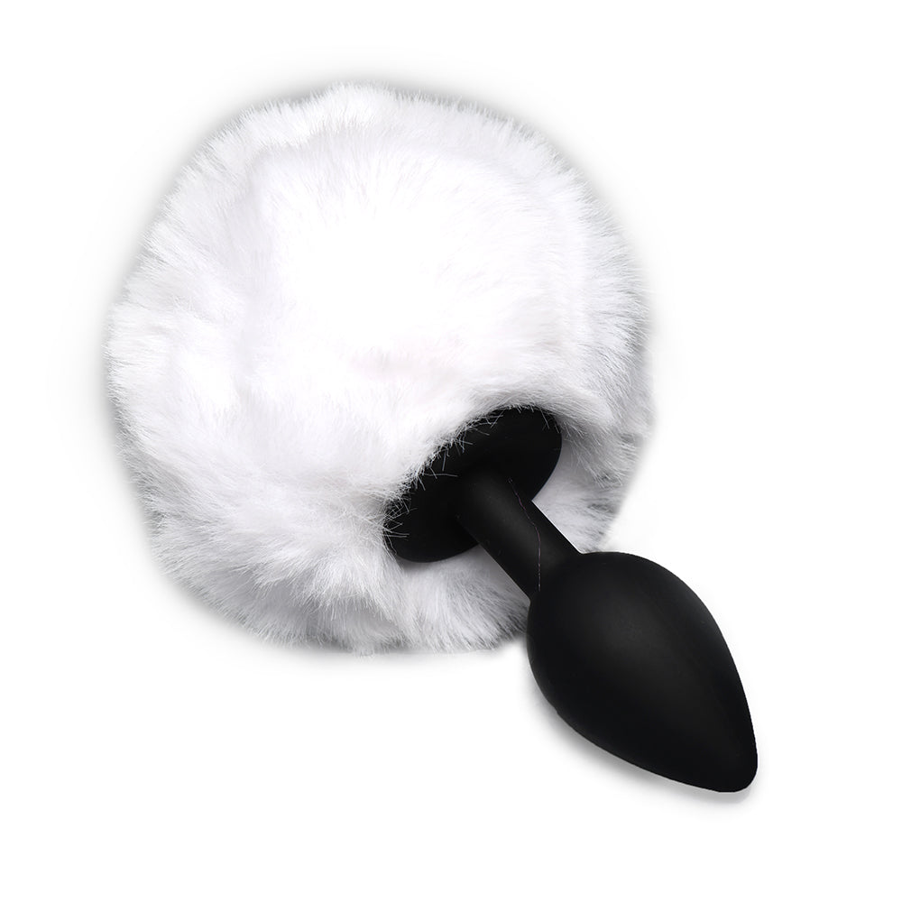 Tailz Fluffy Bunny Tail Silicone Plug - White