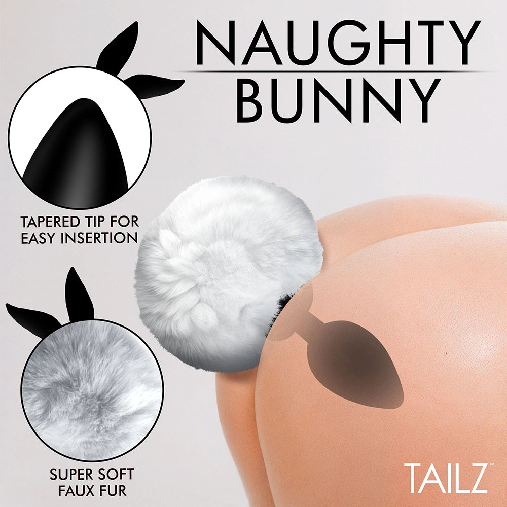 Tailz Fluffy Bunny Tail Silicone Plug - White