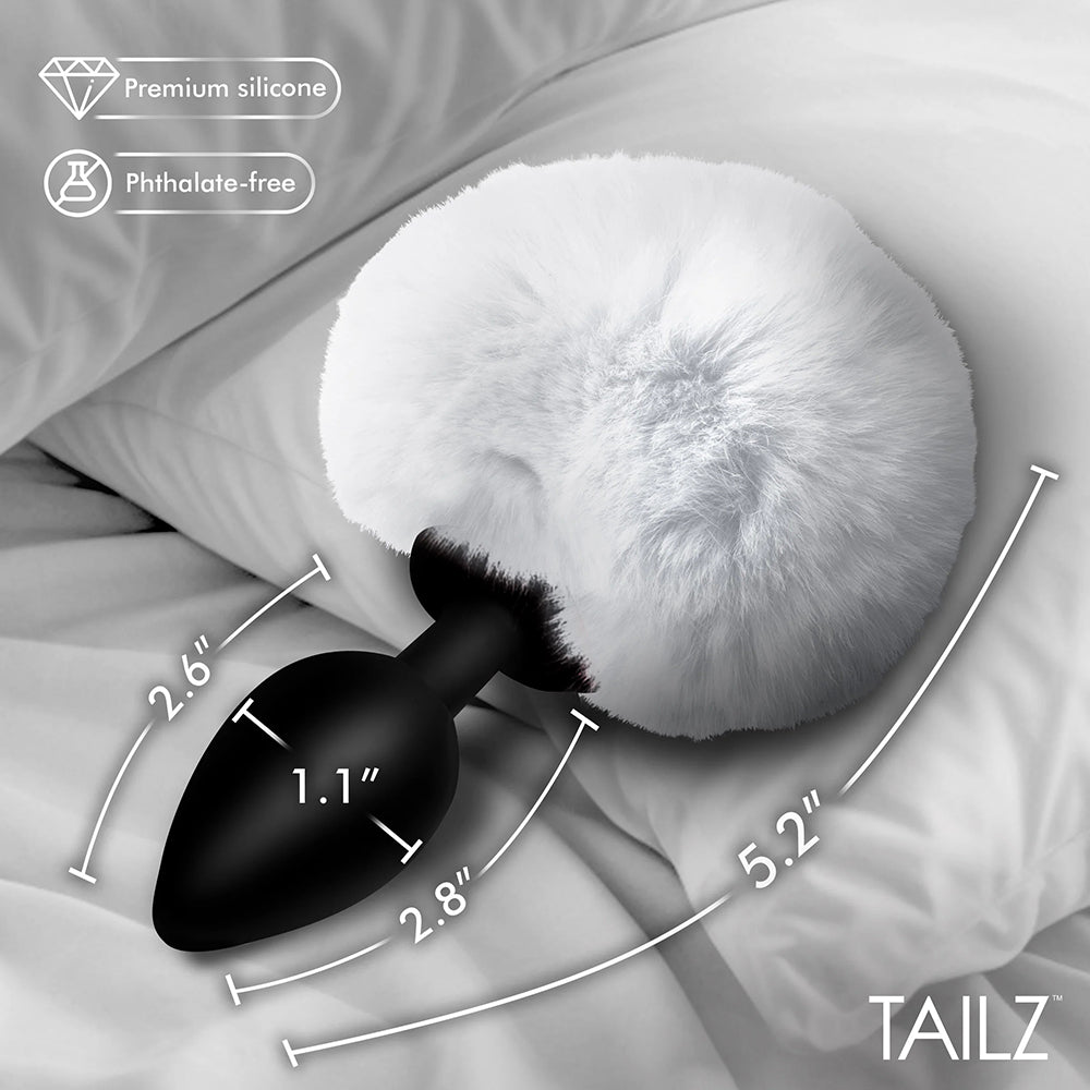 Tailz Fluffy Bunny Tail Silicone Plug - White