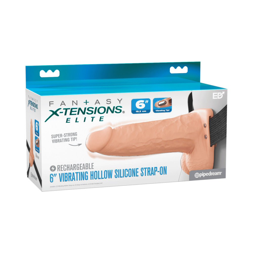 Fantasy X-Tensions Elite Vibrating Hollow Strap-On Dual Density-Light 6"